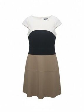 Tommy Hilfiger Colorblock Cap-Sleeve Midi Dress. Business, Layering, Assymetric